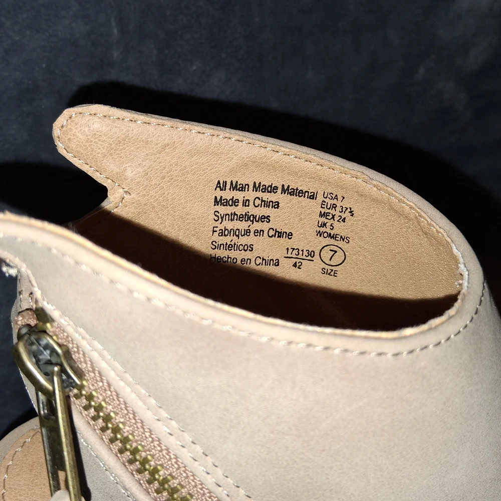 Brash Taupe Wedge Booties with Zipper - Picture 6 of 7
